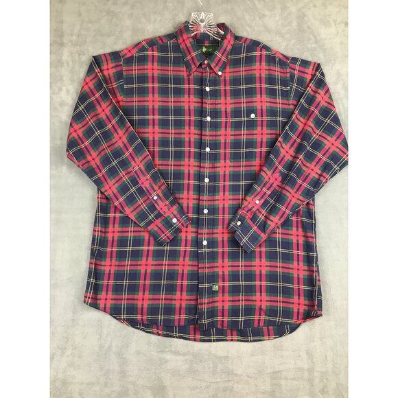 Hunt Club Other - VTG Hunt Club Tartan Plaid Button Down Shirt Mens L Red Navy 90s Grudge
